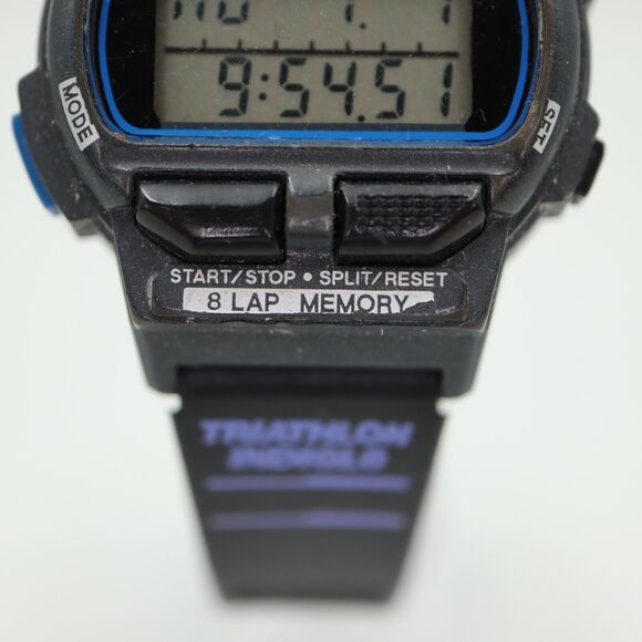 Vintage Timex Ironman Triathlon Indiglo Watch Women 33mm Black Blue 1996 Working - Picture 5 of 16